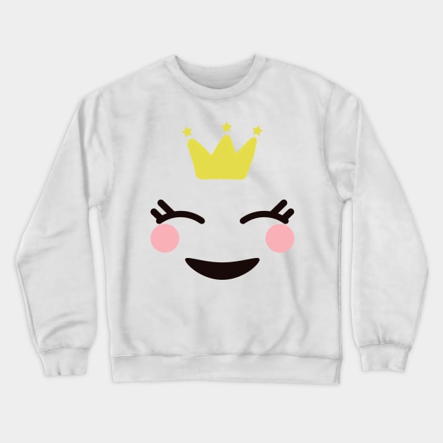 Kawaii face with crown Crewneck Sweatshirt by Once Upon a Find Couture 